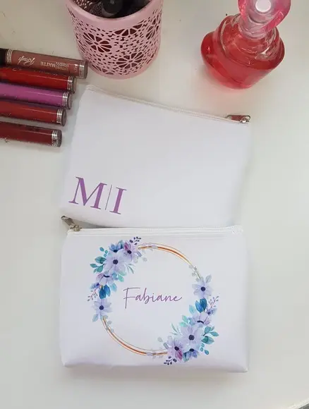 Necessaire Casamento Floral Tons Lilás com Fundo Branco
