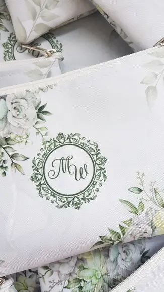Necessaire Casamento Floral Verde Slim