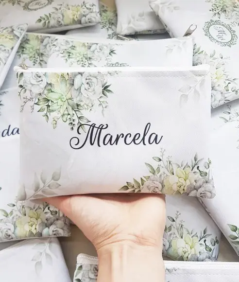 Necessaire Casamento Floral Verde Slim