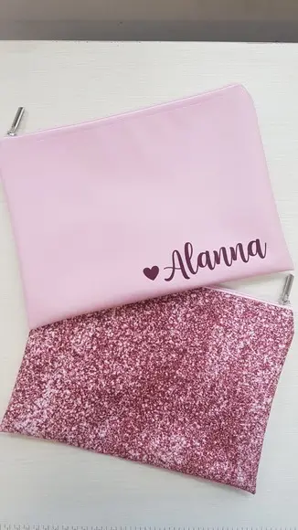 Necessaire Casamento Glitter Rosa Slim G