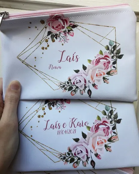 Necessaire Casamento Slim Floral Rosa