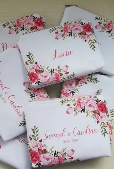 Necessaire Floral Rosa com Forro