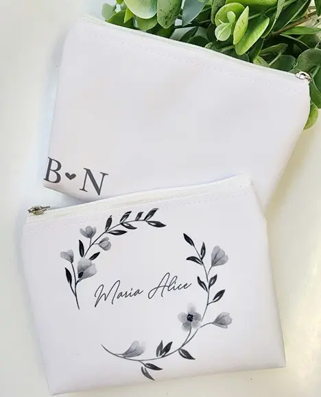 Necessaire Floral Tons de Cinza