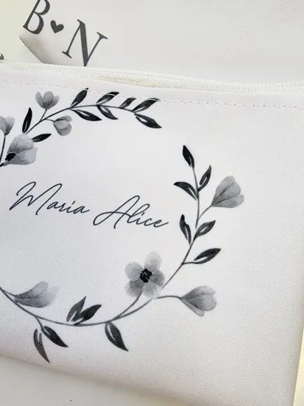 Necessaire Floral Tons de Cinza