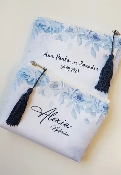 Necessaire Madrinha Azul Serenity com Pingente