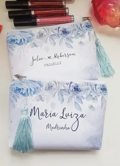 Necessaire Madrinha Azul Serenity com Pingente