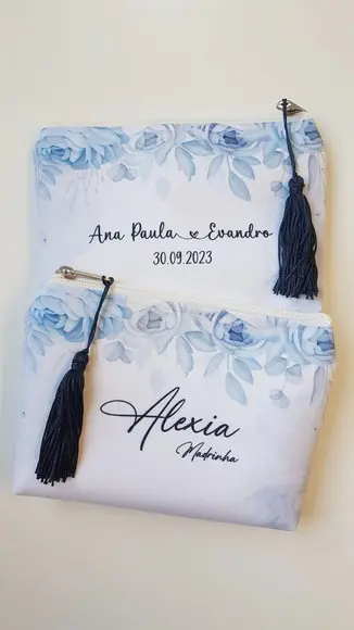 Necessaire Madrinha Azul Serenity com Pingente