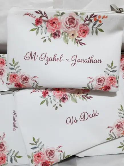Necessaire Madrinha Floral Rosa com Lilás