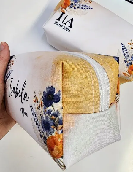 Necessaire Madrinhas Laranja com Azul Marinho