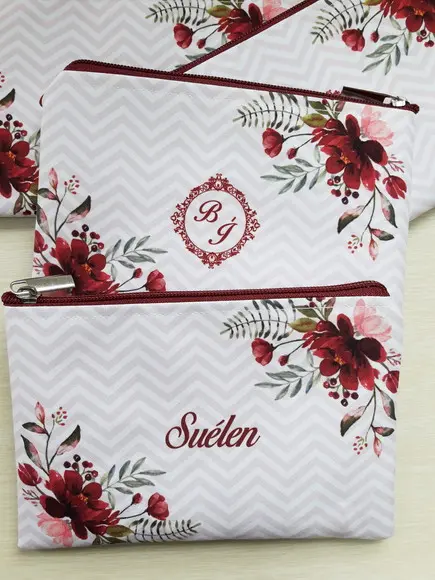 Necessaire Marsala com Chevron Rosa