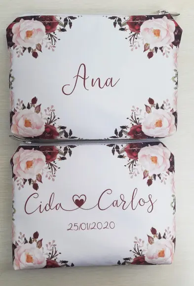 Necessaire para Madrinhas de Casamento Marsala com Forro