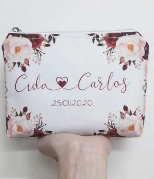 Necessaire para Madrinhas de Casamento Marsala com Forro