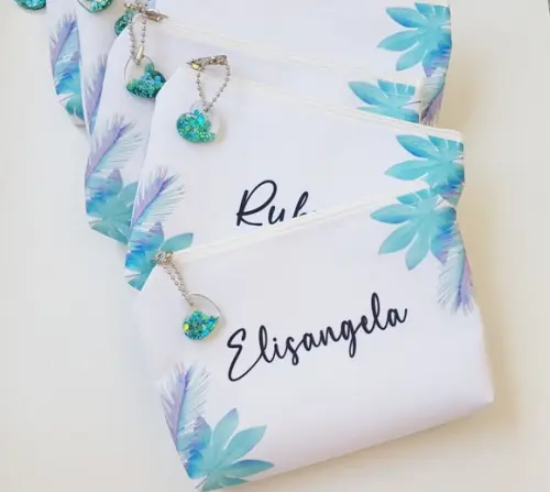 Necessaire Personalizada Azul com Pingente Glitter