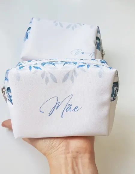 Necessaire Personalizada Azul Folhagem