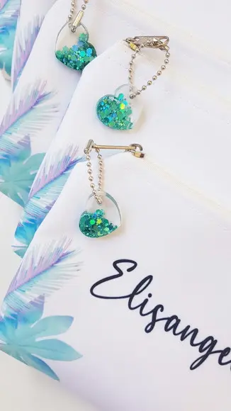 Necessaire Personalizada Azul com Pingente Glitter
