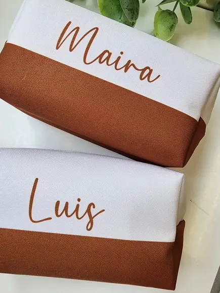 Necessaire Personalizada Box Faixa Marrom