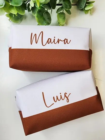 Necessaire Personalizada Box Faixa Marrom