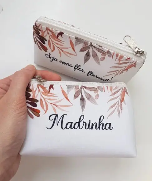 Necessaire Personalizada Casamento Folhagem Trapézio P
