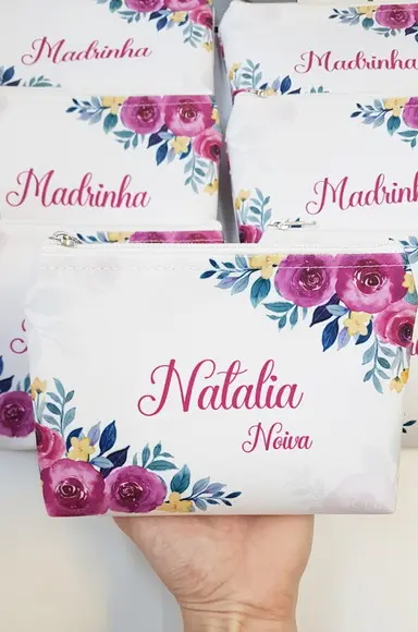 Necessaire Personalizada Casamento Fúcsia