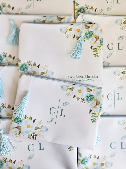 Necessaire Personalizada Casamento Slim G com Pingente