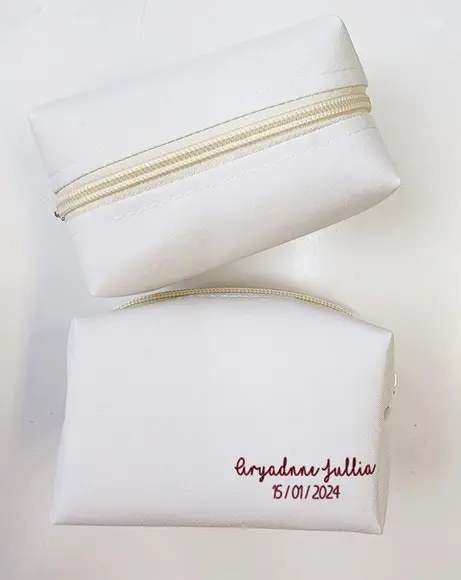 Necessaire Personalizada Creme com Marsala