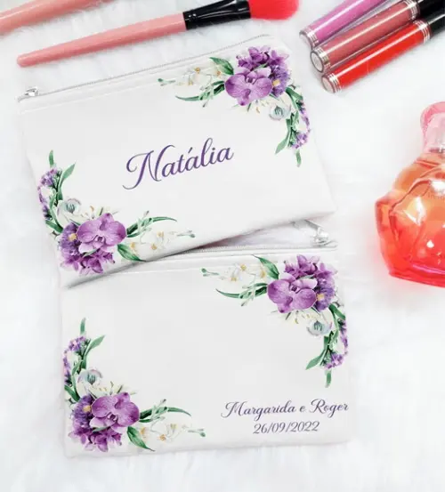 Necessaire Personalizada Estampa Orquídea