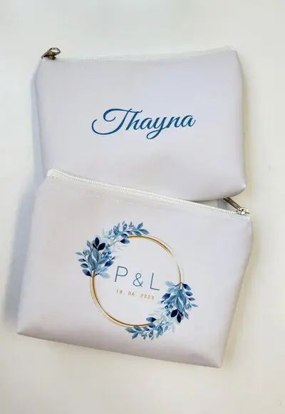 Necessaire Personalizada Floral Azul