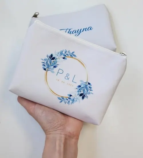 Necessaire Personalizada Floral Azul