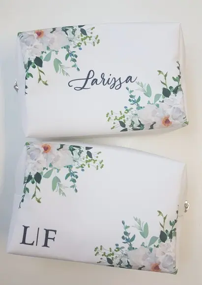 Necessaire Personalizada Floral Branco