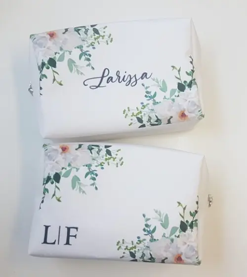 Necessaire Personalizada Floral Branco
