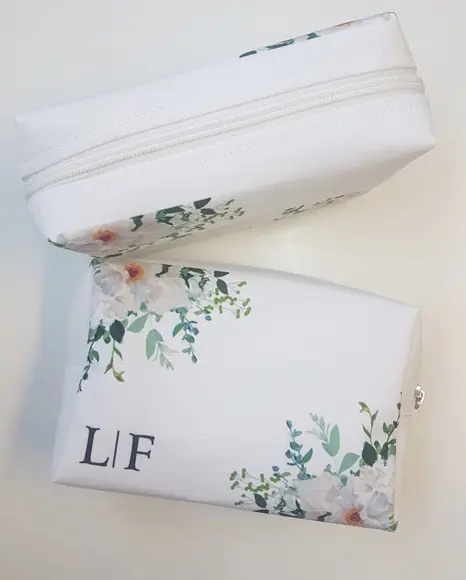 Necessaire Personalizada Floral Branco