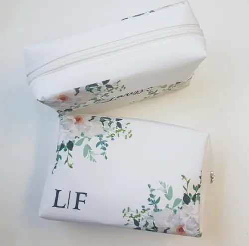 Necessaire Personalizada Floral Branco