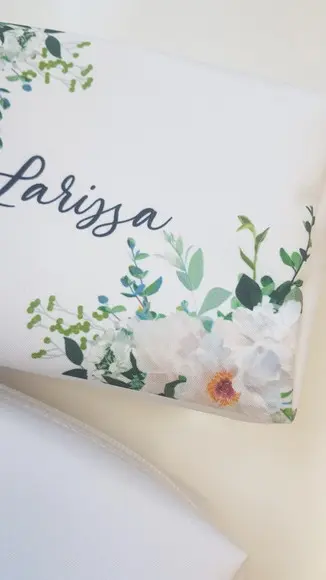 Necessaire Personalizada Floral Branco