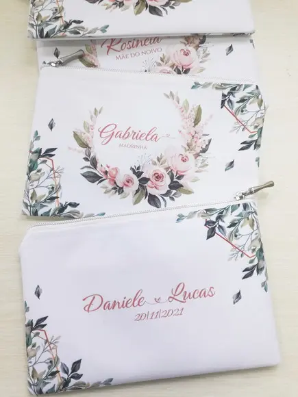 Necessaire Personalizada Floral Rosa (slim)