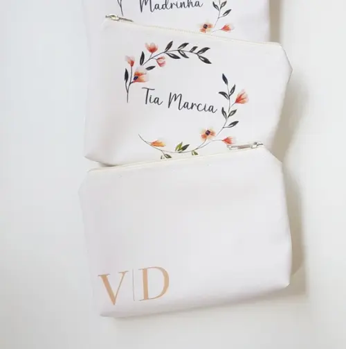 Necessaire Personalizada Floral Fundo Creme