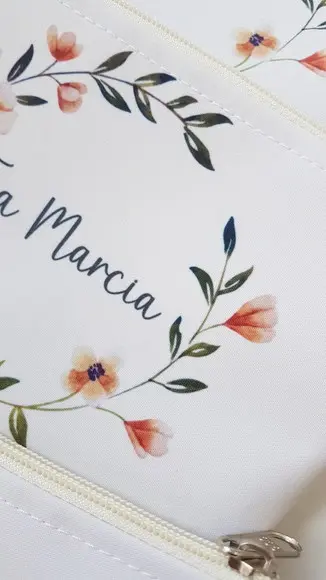 Necessaire Personalizada Floral Fundo Creme