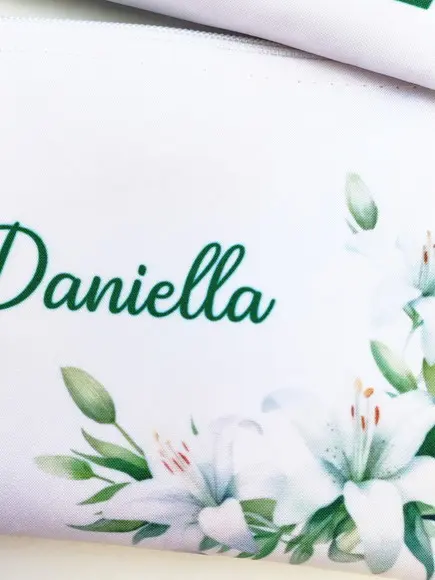 Necessaire Personalizada Flores Brancas Casamento