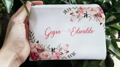 Necessaire Personalizada Floral Rosa (slim)