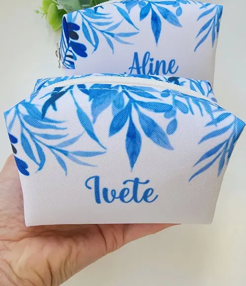 Necessaire Personalizada Folhagens Azul Box P