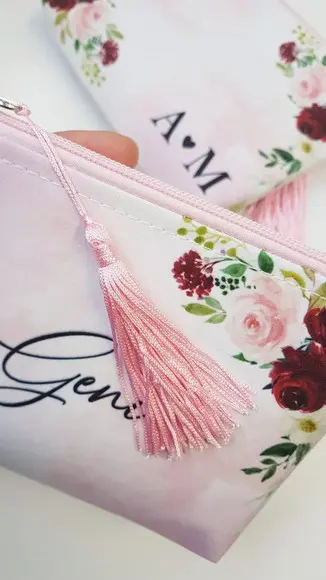 Necessaire Personalizada Rose e Marsala com Pingente