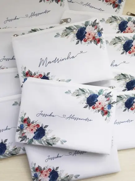 Necessaire Slim Floral Azul