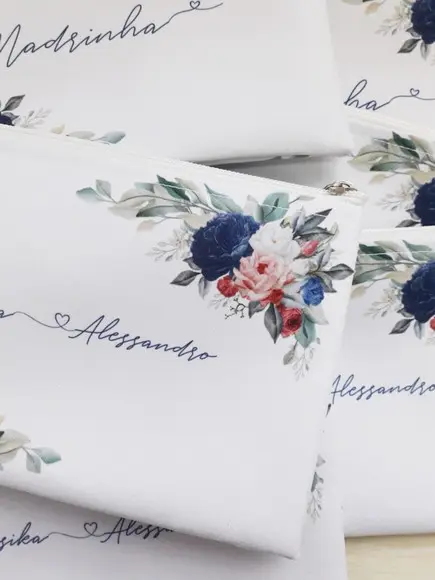 Necessaire Slim Floral Azul