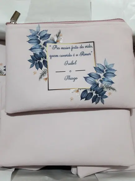Necessaire Slim Rosa com Azul
