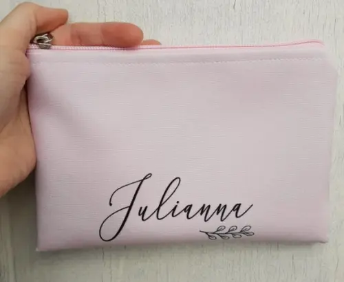 Necessaire Slim Rosa Liso Personalizada