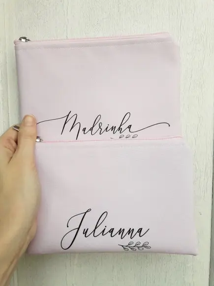 Necessaire Slim Rosa Liso Personalizada