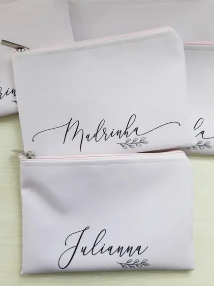 Necessaire Slim Rosa Liso Personalizada