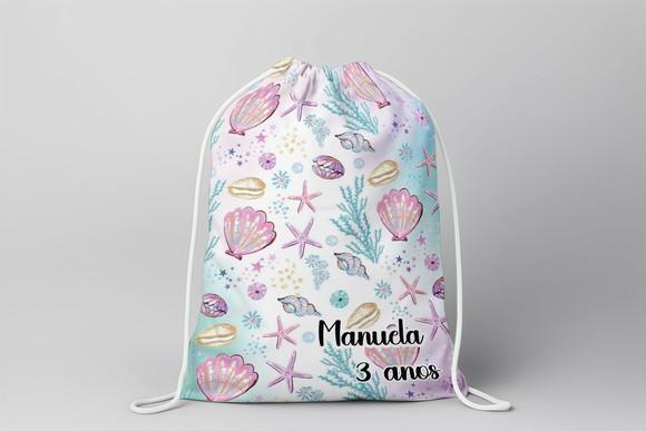 Mochilinha Personalizada Fundo do Mar Rosa Meninas