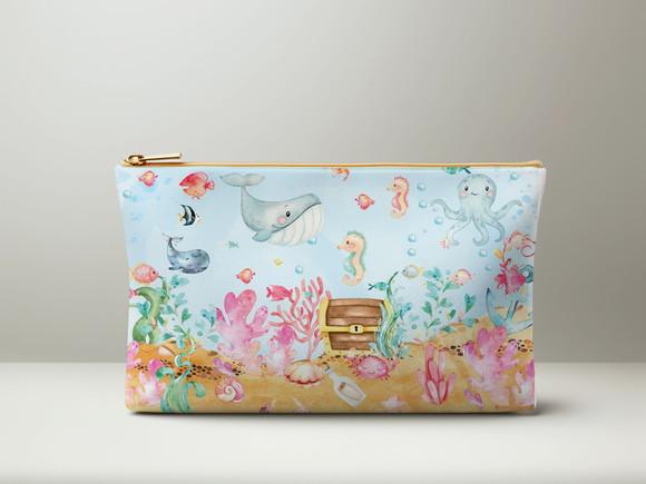 Necessaire Personalizada Fundo do Mar Aquarela