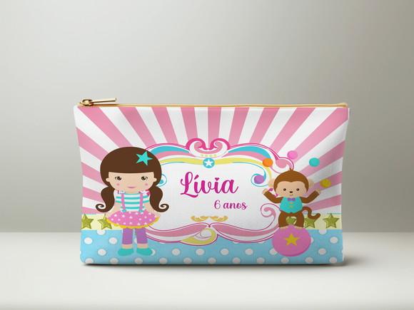 Necessaire Personalizada Circo Rosa Slim
