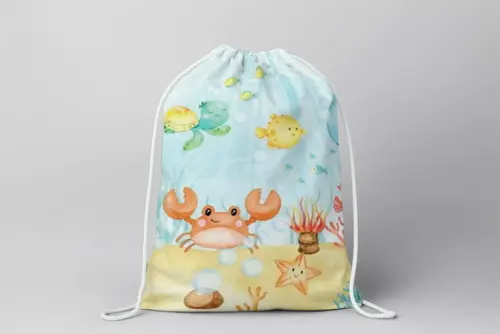 Mochilinha Personalizada Fundo do Mar Azul Aquarela